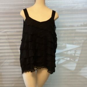 Elegant Black Ruffled Women's Top |2X|